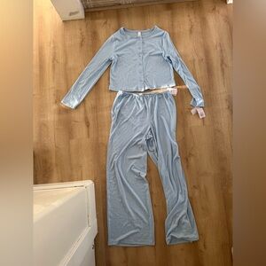 Target Auden Sky Blue Ribbed Pajama Set Size Medium With Tags